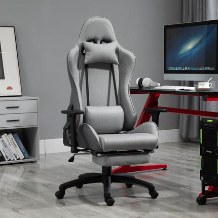 Ergonomischer grauer Bürostuhl mit Kopf- und Lordosenstütze