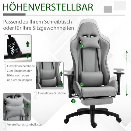 Ergonomischer grauer Bürostuhl mit Kopf- und Lordosenstütze