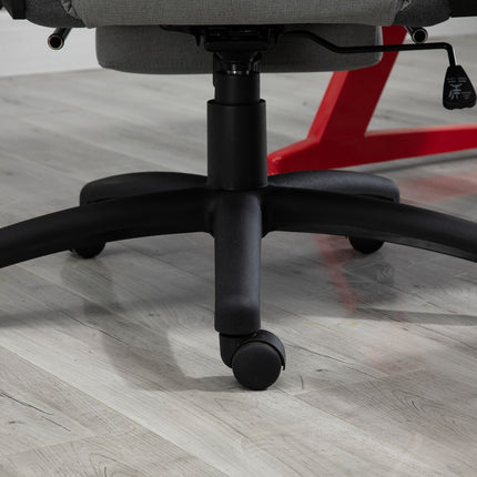 Ergonomischer grauer Bürostuhl mit Kopf- und Lordosenstütze