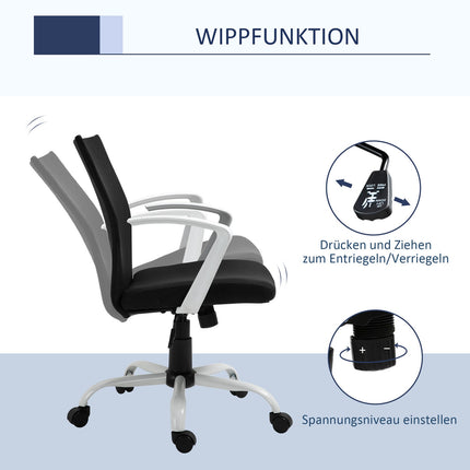 Bürostuhl, ergonomische Netzrückenlehne, 360° drehbar, schwarz