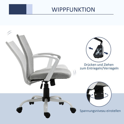Ergonomischer Bürostuhl mit Kopfstütze, Netzrückenlehne und Rollen