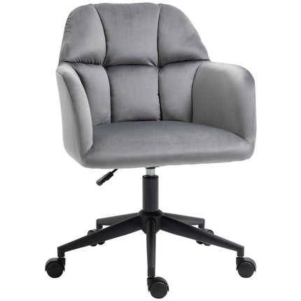 Chaise De Bureau Chaise De Bureau À Roulettes, Réglable En Hauteur, Ergonomique, Aspect Velours, Jusqu'À 120 Kg, Gris