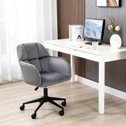 Chaise De Bureau Chaise De Bureau À Roulettes, Réglable En Hauteur, Ergonomique, Aspect Velours, Jusqu'À 120 Kg, Gris
