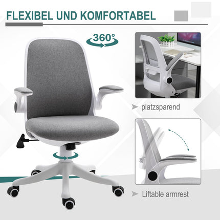 Ergonomischer Bürostuhl mit verstellbarer Armlehne, Grau-Weiß