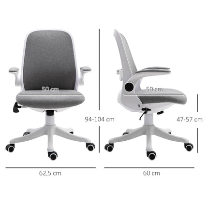 Ergonomischer Bürostuhl mit verstellbarer Armlehne, Grau-Weiß