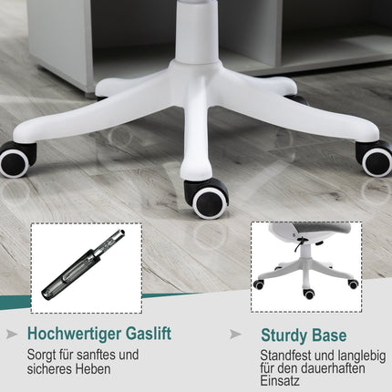 Ergonomischer Bürostuhl mit verstellbarer Armlehne, Grau-Weiß