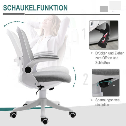 Ergonomischer Bürostuhl mit verstellbarer Armlehne, Grau-Weiß