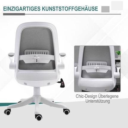 Ergonomischer Bürostuhl mit verstellbarer Armlehne, Grau-Weiß