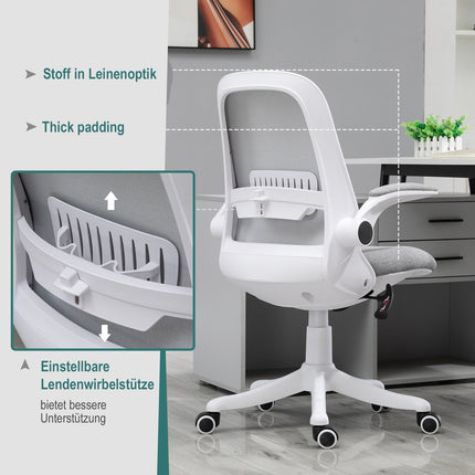 Ergonomischer Bürostuhl mit verstellbarer Armlehne, Grau-Weiß