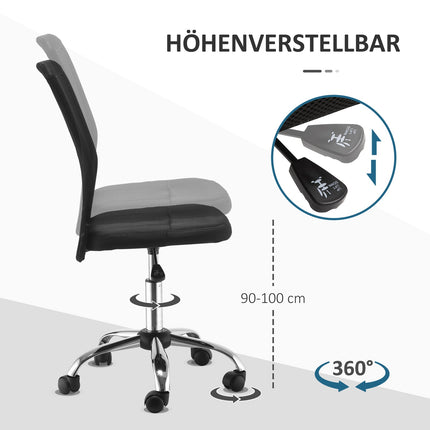 Chaise De Bureau Chaise De Bureau Ergonomique Et Réglable En Hauteur, 360° Avec Dossier Respirant, Capacité De Charge Jusqu'À 100 Kg, Noir