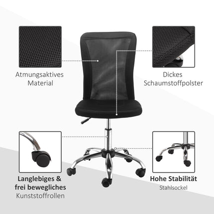 Chaise De Bureau Chaise De Bureau Ergonomique Et Réglable En Hauteur, 360° Avec Dossier Respirant, Capacité De Charge Jusqu'À 100 Kg, Noir