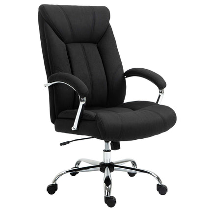 Chaise De Bureau Ergonomique Pivotante Avec Fonction Berçante, Accoudoir Rembourré, Appui-Tête, Noir, 65 X 78 X 110-120 Cm