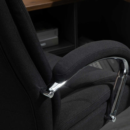 Chaise De Bureau Ergonomique Pivotante Avec Fonction Berçante, Accoudoir Rembourré, Appui-Tête, Noir, 65 X 78 X 110-120 Cm