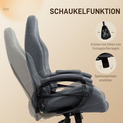 Chaise De Bureau Chaise De Direction Avec Fonction De Massage Chaise De Jeu Ergonomique Réglable En Hauteur Gris