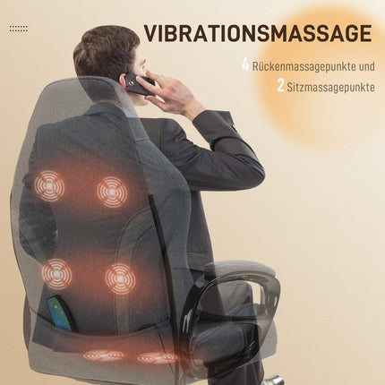 Chaise De Bureau Chaise De Direction Avec Fonction De Massage Chaise De Jeu Ergonomique Réglable En Hauteur Gris
