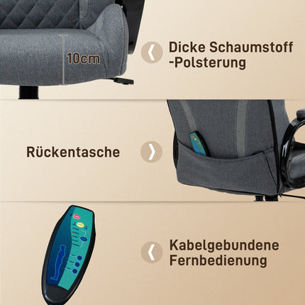 Chaise De Bureau Chaise De Direction Avec Fonction De Massage Chaise De Jeu Ergonomique Réglable En Hauteur Gris