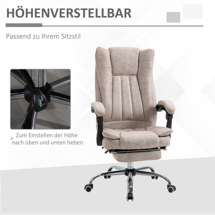 Bürostuhl mit Liegefunktion, Mikrofaser, höhenverstellbar, beige