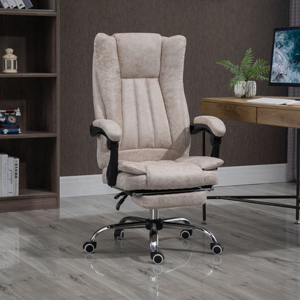 Bürostuhl mit Liegefunktion, Mikrofaser, höhenverstellbar, beige