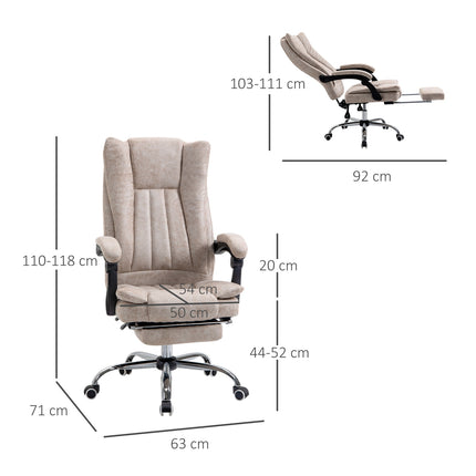 Bürostuhl mit Liegefunktion, Mikrofaser, höhenverstellbar, beige