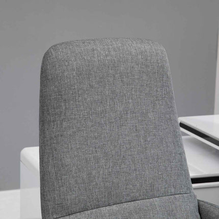 Chaise De Bureau Chaise Pivotante Avec Fonction Berçante, Accoudoir, Réglable En Hauteur, Ergonomique, Lin Artificiel, Métal, Gris, 61X67X112,5-120,5Cm