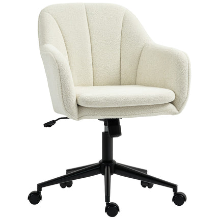 Chaise de bureau, tissu aspect velours, dossier incurvé, beige