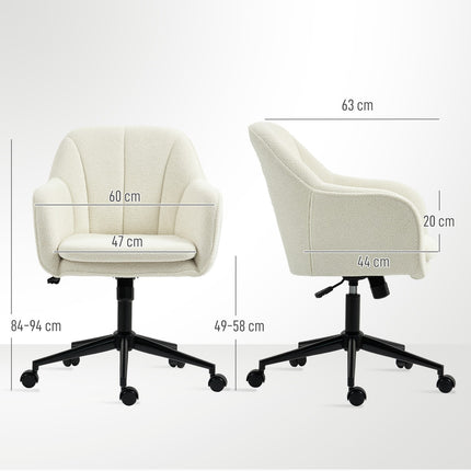 Chaise de bureau, tissu aspect velours, dossier incurvé, beige