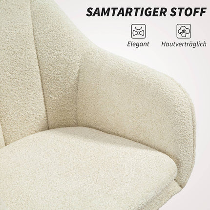 Chaise de bureau, tissu aspect velours, dossier incurvé, beige