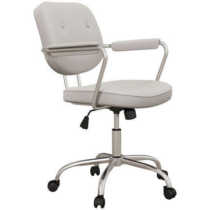 Beiger Bürostuhl, wippbar, Kunstleder, drehbar, 120 kg Belastung
