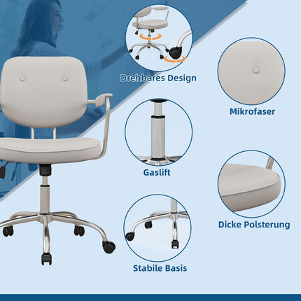 Beiger Bürostuhl, wippbar, Kunstleder, drehbar, 120 kg Belastung
