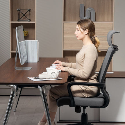 Bürostuhl mit verstellbarer Höhe, Rollen, Armlehnen, Grau