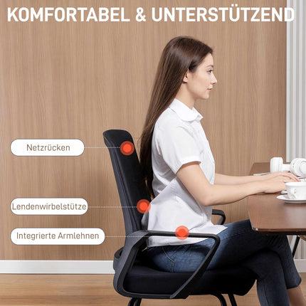 Chaise de bureau avec accoudoirs et soutien lombaire, en maille noire