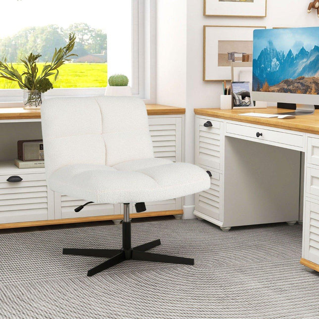 Chaise de bureau en simili-peau de mouton, assise large, réglable