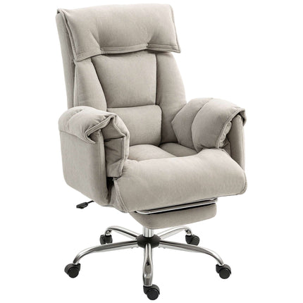 Fauteuil de bureau avec repose-pieds, inclinaison réglable, velours gris