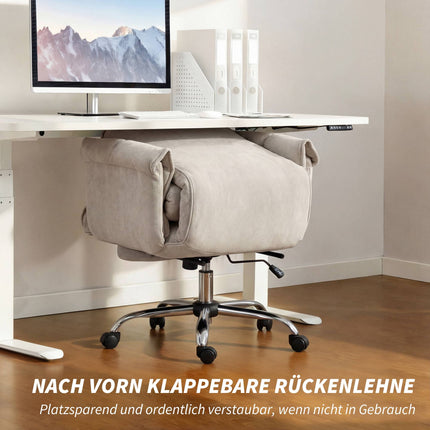 Fauteuil de bureau avec repose-pieds, inclinaison réglable, velours gris