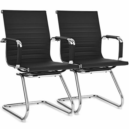 Chaises de bureau pour visiteurs, lot de 2, similicuir, piètement luge
