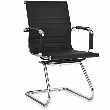 Chaises de bureau pour visiteurs, lot de 2, similicuir, piètement luge