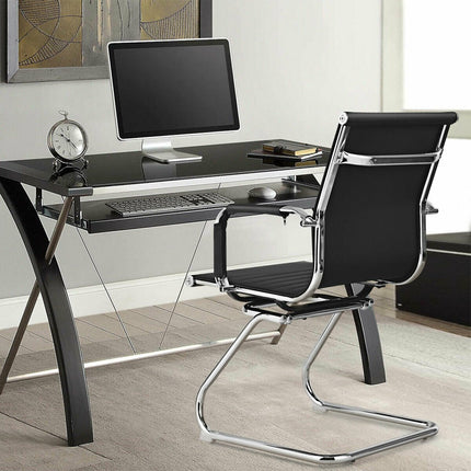 Chaises de bureau pour visiteurs, lot de 2, similicuir, piètement luge