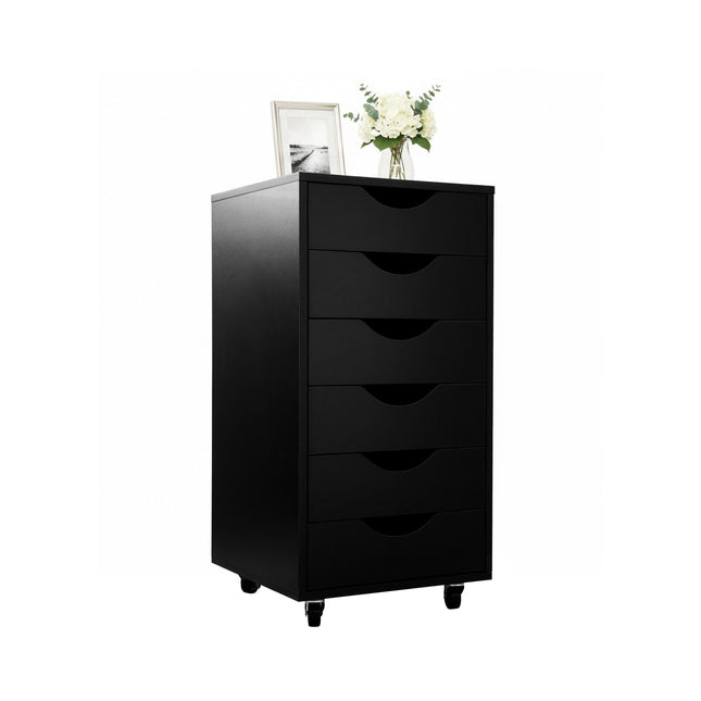 Armoire de rangement de bureau, 6 tiroirs, mobile avec roulettes verrouillables