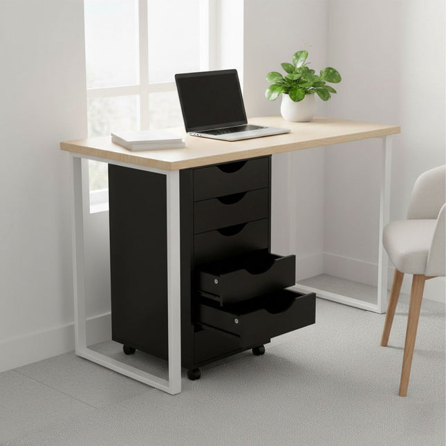 Armoire de rangement de bureau, 6 tiroirs, mobile avec roulettes verrouillables
