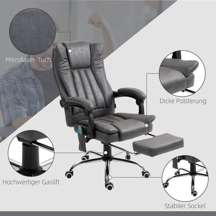 Ergonomischer grauer Bürostuhl, Massage & Heizung, Höhenverstellbar