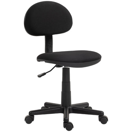Chaise de bureau, design sans accoudoirs, dossier bas, enroulable, pivotante, noire