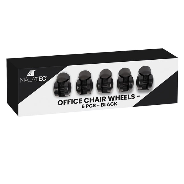 Roulettes pour chaise de bureau - 5 pcs - noir