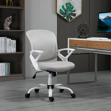 Bürostuhl, Schreibtischstuhl mit Rollen, ergonomisch, höhenverstellbar, grau
