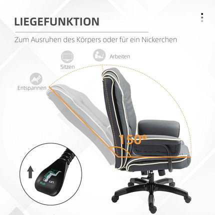 Ergonomischer Chefsessel mit Liegefunktion, Kunstleder, verstellbar