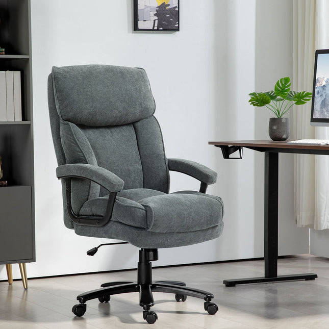 Ergonomischer grauer Bürostuhl, Leinenoptik, höhenverstellbar
