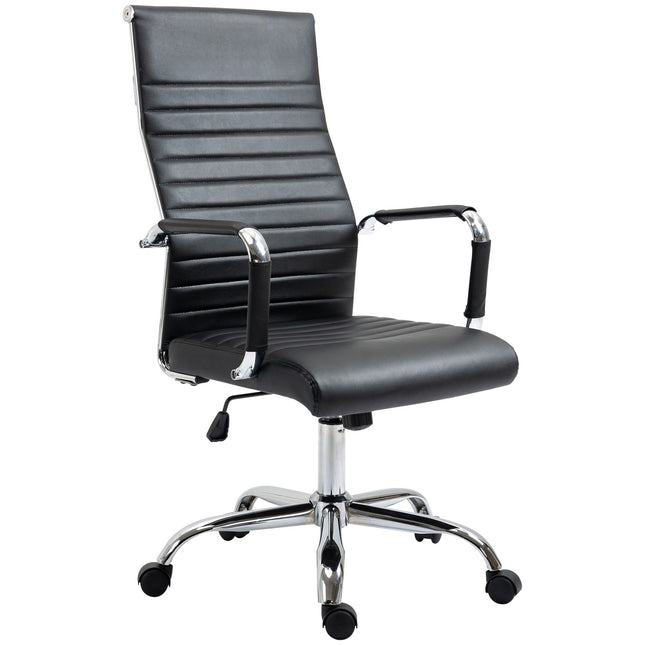 Chaise de bureau chaise de direction ergonomique avec fonction berçante, réglable en hauteur, revêtement en simili cuir et mousse, noir