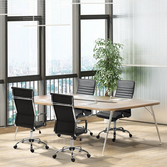 Chaise de bureau chaise de direction ergonomique avec fonction berçante, réglable en hauteur, revêtement en simili cuir et mousse, noir