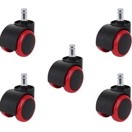 Roulettes pour chaise de bureau - 5 pcs - rouge
