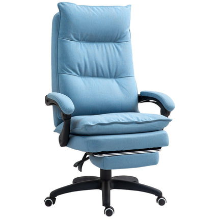 Chaise de bureau avec fonction massage, chaise de bureau ergonomique avec fonction inclinable et pivotante, chaise d'ordinateur réglable en hauteur avec repose-pieds, télécommande et minuterie, bleu