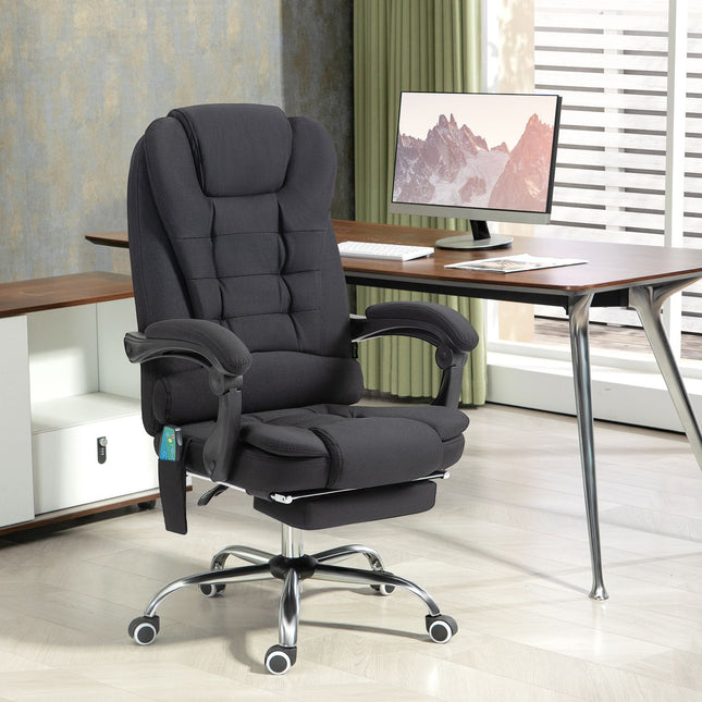 Ergonomischer Massage-Bürostuhl, neigbar mit Fußstütze, schwarz